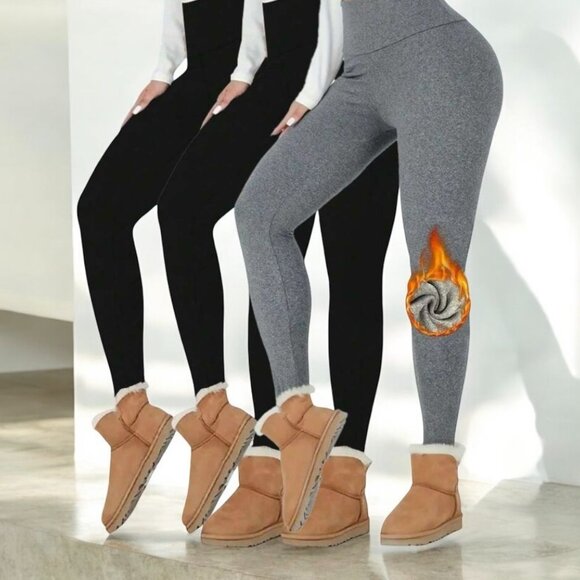 Boutique Pants - 3 Pack Cozy Chic: Reg and Plus Size Thermal Fleece-Lined High-Waisted Leggings